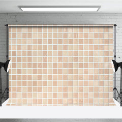 Aperturee - Aperturee Mosaic Tile Modern Beige Square Pattern Backdrop