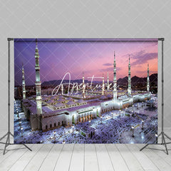 Aperturee - Aperturee Mosque Twilight Crowds Islamic Architecture Backdrop