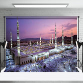 Aperturee - Aperturee Mosque Twilight Crowds Islamic Architecture Backdrop