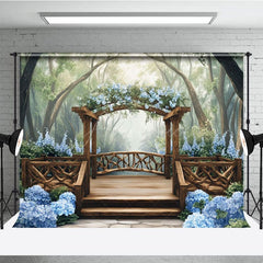 Aperturee - Aperturee Mothers Day Blue Floral Spring Arch Photo Backdrop
