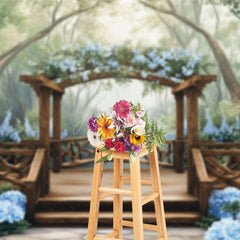 Aperturee - Aperturee Mothers Day Blue Floral Spring Arch Photo Backdrop