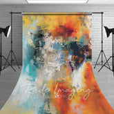 Aperturee - Aperturee Motley Orange Blue Abstract Textured Sweep Backdrop