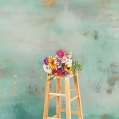 Aperturee - Aperturee Motley Teal Gold Abstract Pattern Photo Backdrop