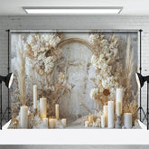 Aperturee - Aperturee Mottled Wall Boho Autumn Floral Candles Backdrop