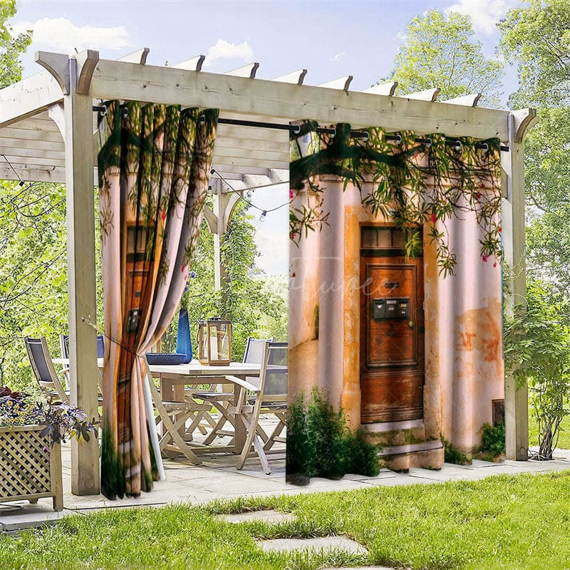 Aperturee - Aperturee Mottled Wall Door Waterproof Printed Outdoor Curtains