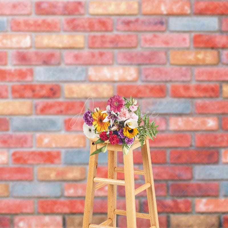 Aperturee - Aperturee Mottled Warm Tones Color Wall Brick Photo Backdrop