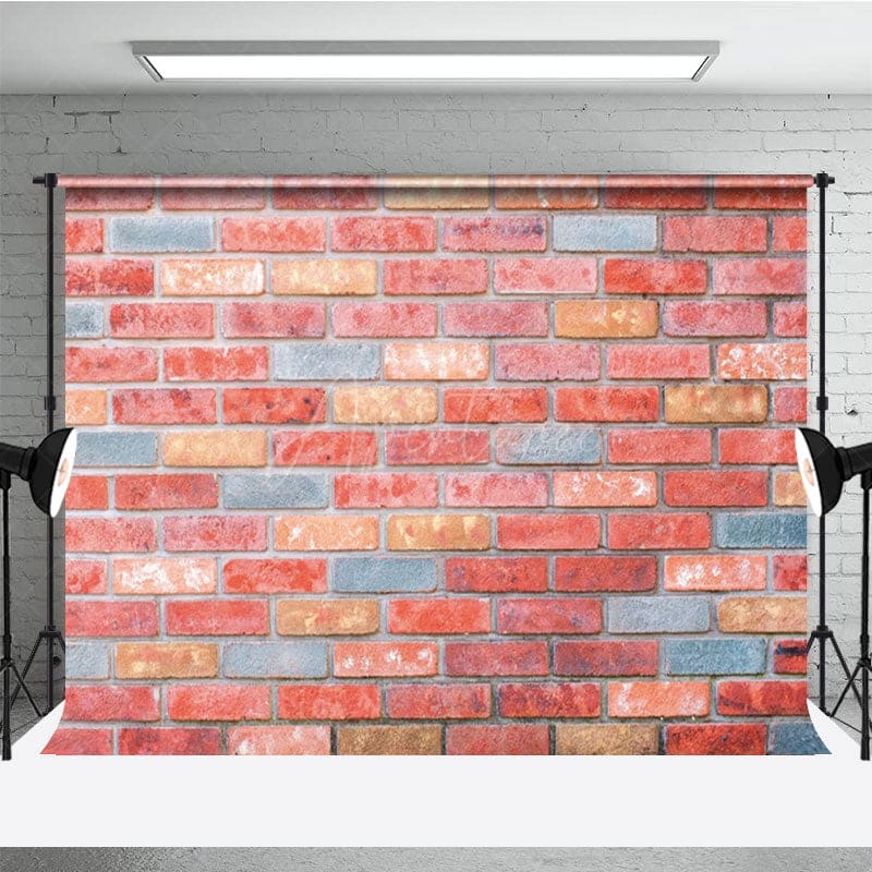 Aperturee - Aperturee Mottled Warm Tones Color Wall Brick Photo Backdrop