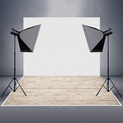 Aperturee - Aperturee Mottled White Brown Wood Rubber Floor Mat For Photo