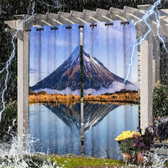 Aperturee - Aperturee Mount Fuji Lake Waterproof Outdoor Curtains For Cabana