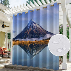 Aperturee - Aperturee Mount Fuji Lake Waterproof Outdoor Curtains For Cabana