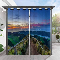 Aperturee - Aperturee Mountain Hiking Trails Waterproof Outdoor Curtains For Gazebo