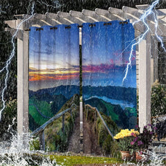 Aperturee - Aperturee Mountain Hiking Trails Waterproof Outdoor Curtains For Gazebo