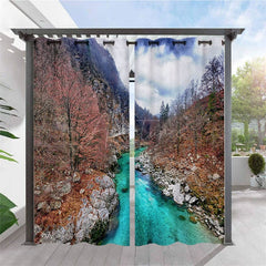 Aperturee - Aperturee Mountain Rafting Waterproof Outdoor Curtains For Patio