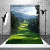 Aperturee - Aperturee Mountain Sky Green Lawn Forest Natural Scene Backdrop