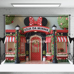 Aperturee - Aperturee Mouse’s Boutique Inspired Photography Backdrop Red and Pink Storefront Birthday Cake Smash Photo Booth