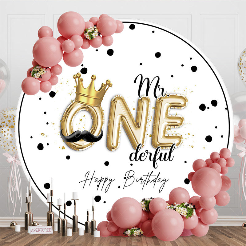 Aperturee - Aperturee Mr Onederful Crown Circle Happy Birthday Backdrop