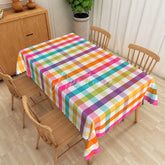 Aperturee - Aperturee Multicolored Checkered Rectangle Tablecloth for Vibrant and Fun Birthday or Pride Party Decorations