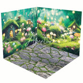 Aperturee - Aperturee Mushroom Bokeh Greenery Stone Floor Room Set Backdrop