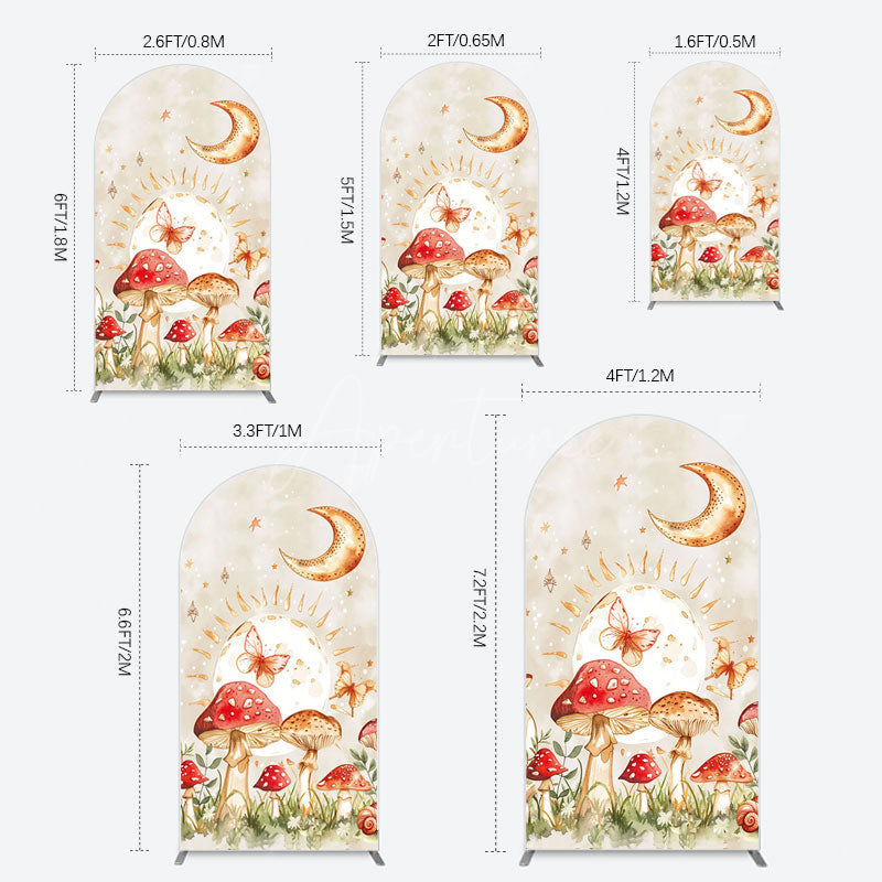 Aperturee - Aperturee Mushroom Cartoon World Day And Night Arch Backdrop