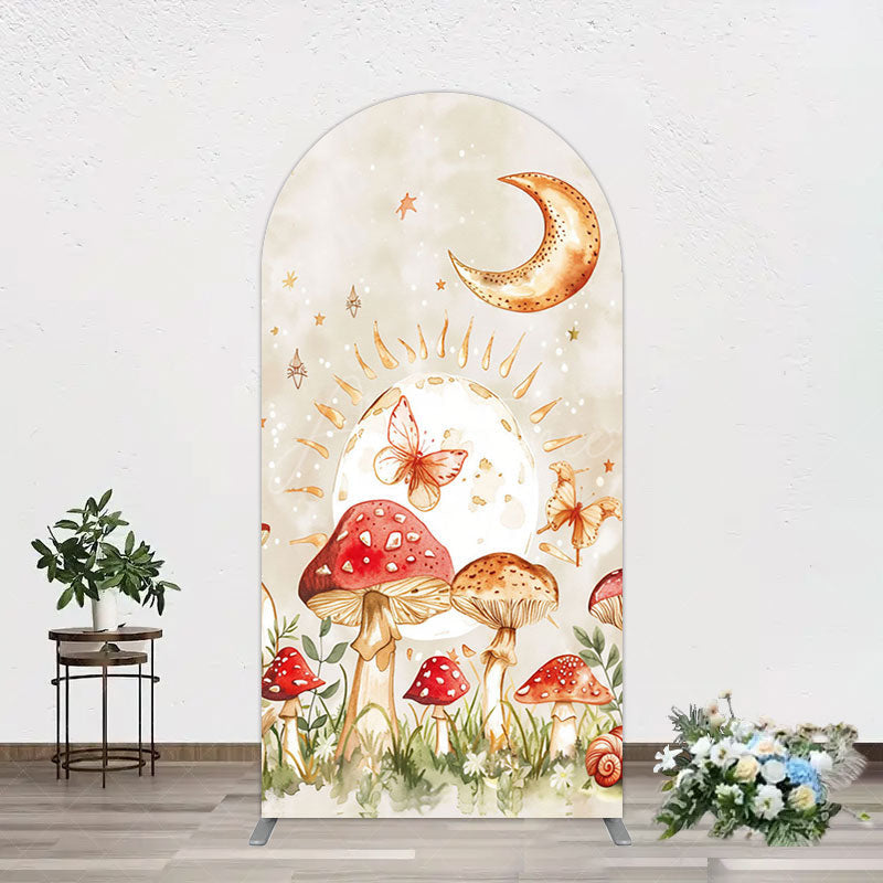 Aperturee - Aperturee Mushroom Cartoon World Day And Night Arch Backdrop