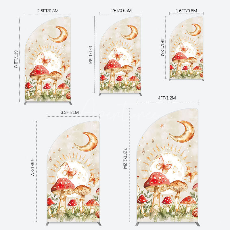 Aperturee - Aperturee Mushroom Cartoon World Day And Night Half Moon Arch Backdrop