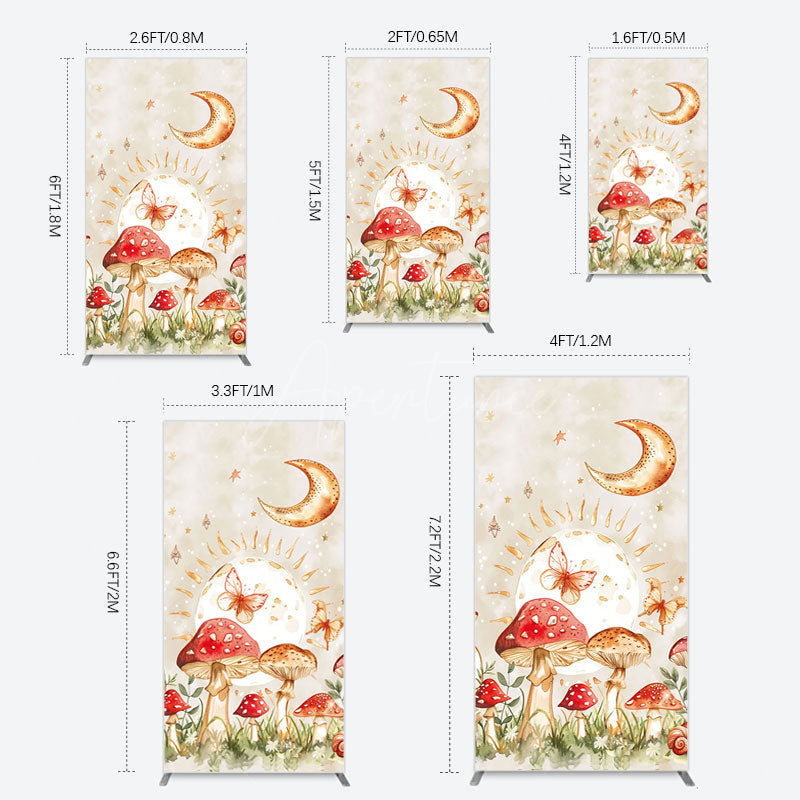 Aperturee - Aperturee Mushroom Cartoon World Day And Night Rectangle Backdrop