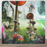 Aperturee - Aperturee Mushroom Fairy Tale Forest Square Tension Backdrop