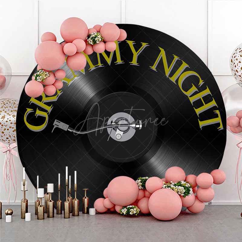 Aperturee - Aperturee Music Awards Night Round Backdrop Grammy Inspired Vinyl Record Photo Booth Red Carpet Themed Birthday Party Decor