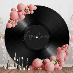 Aperturee - Aperturee Musical Black Vinyl Record Round Birthday Backdrop