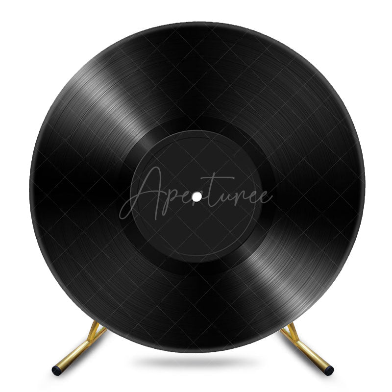 Aperturee - Aperturee Musical Black Vinyl Record Round Birthday Backdrop