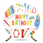Aperturee - Aperturee Musical Instruments Kids Birthday Round Backdrop