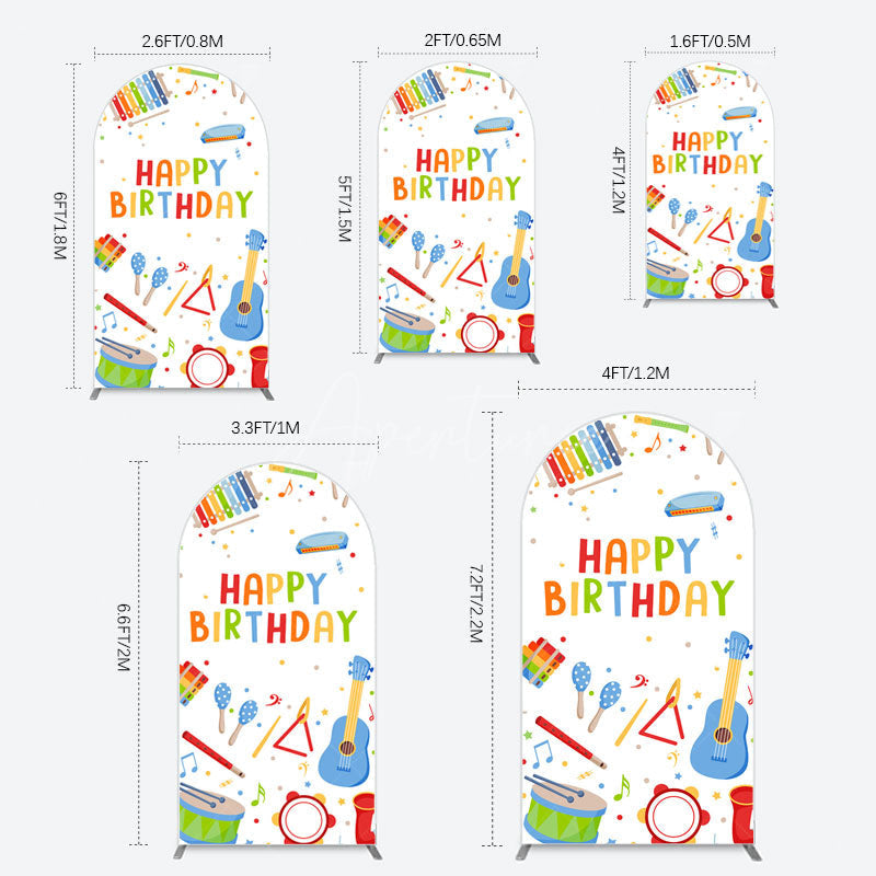 Aperturee - Aperturee Musical Instruments Kids Theme Birthday Arch Backdrop