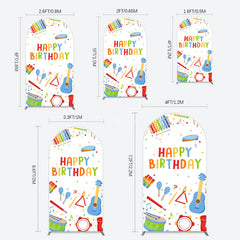 Aperturee - Aperturee Musical Instruments Kids Theme Birthday Arch Backdrop