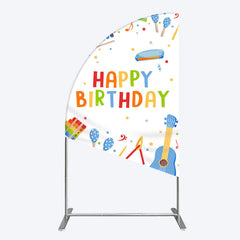 Aperturee - Aperturee Musical Instruments Kids Theme Birthday Half Moon Arch Backdrop