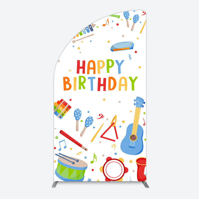 Aperturee - Aperturee Musical Instruments Kids Theme Birthday Half Moon Arch Backdrop