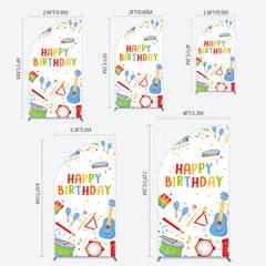 Aperturee - Aperturee Musical Instruments Kids Theme Birthday Half Moon Arch Backdrop