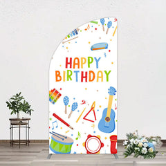 Aperturee - Aperturee Musical Instruments Kids Theme Birthday Half Moon Arch Backdrop