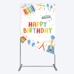 Aperturee - Aperturee Musical Instruments Kids Theme Birthday Rectangle Backdrop