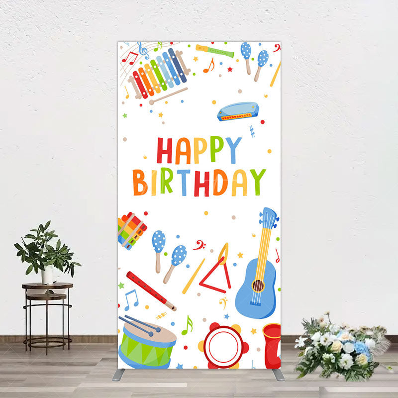 Aperturee - Aperturee Musical Instruments Kids Theme Birthday Rectangle Backdrop