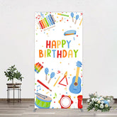 Aperturee - Aperturee Musical Instruments Kids Theme Birthday Rectangle Backdrop