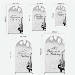 Aperturee - Aperturee Musical Retirement and Birthday Arch Backdrop Silver Saxophone and Piano Party Decoration