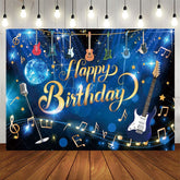 Aperturee - Aperturee Musician Disco Ball Glitter Happy Birthday Backdrop