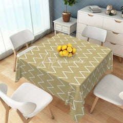 Aperturee - Aperturee Mustard Yellow Geometric Herringbone Rectangle Tablecloth Modern Zig Zag Pattern Table Cover for Dining