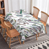 Aperturee - Aperturee Muted Multi-Color Abstract Geometric Diagonal Stripe Pattern Rectangle Tablecloth Contemporary Party and Event Decor