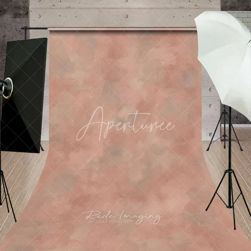 Aperturee - Aperturee Muted Pink and Peach Textured Painterly Sweep Backdrop Abstract Artistic Photography Background for Portraits