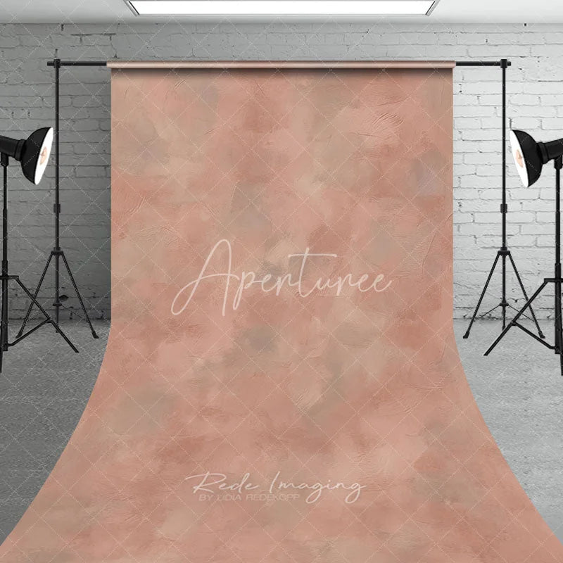 Aperturee - Aperturee Muted Pink and Peach Textured Painterly Sweep Backdrop Abstract Artistic Photography Background for Portraits