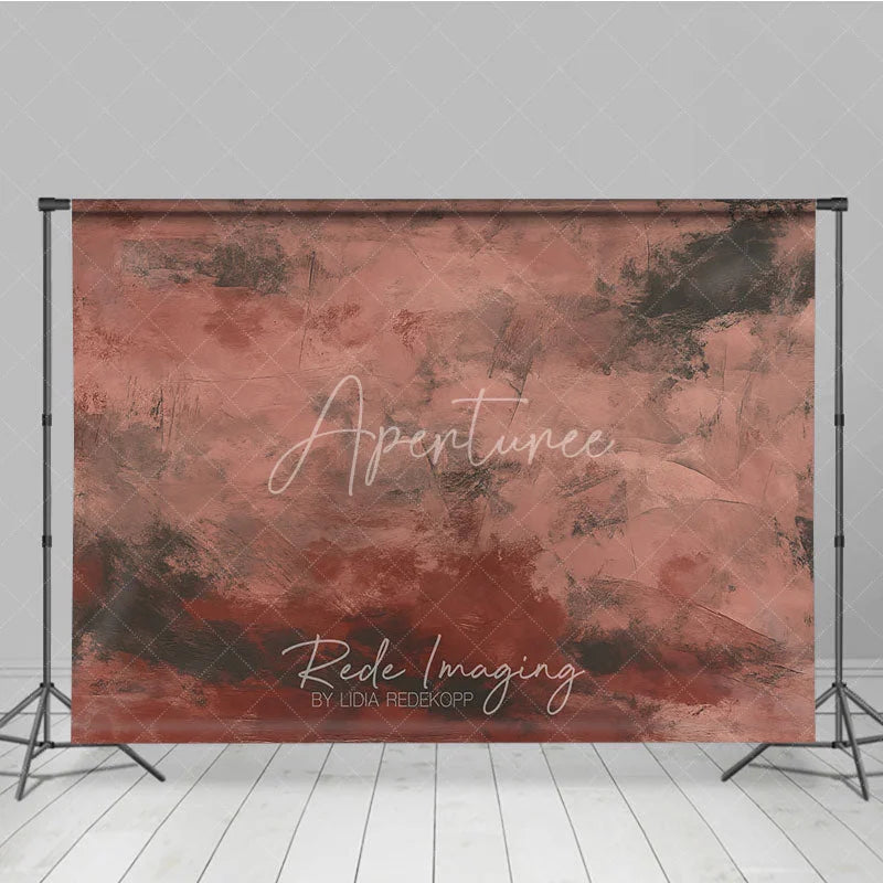 Aperturee - Aperturee Muted Reddish Brown Dark Grey Abstract Photography Backdrop Textured Vintage Grunge Style for Studio Portraits