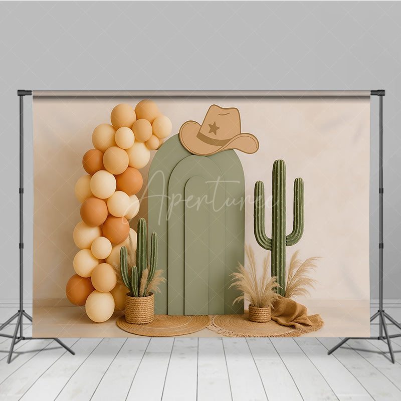 Aperturee Aperturee My First Rodeo Cake Smash Backdrop Western Cowboy and Cactus Theme Boho Themed First Birthday Photo Prop