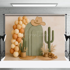 Aperturee Aperturee My First Rodeo Cake Smash Backdrop Western Cowboy and Cactus Theme Boho Themed First Birthday Photo Prop