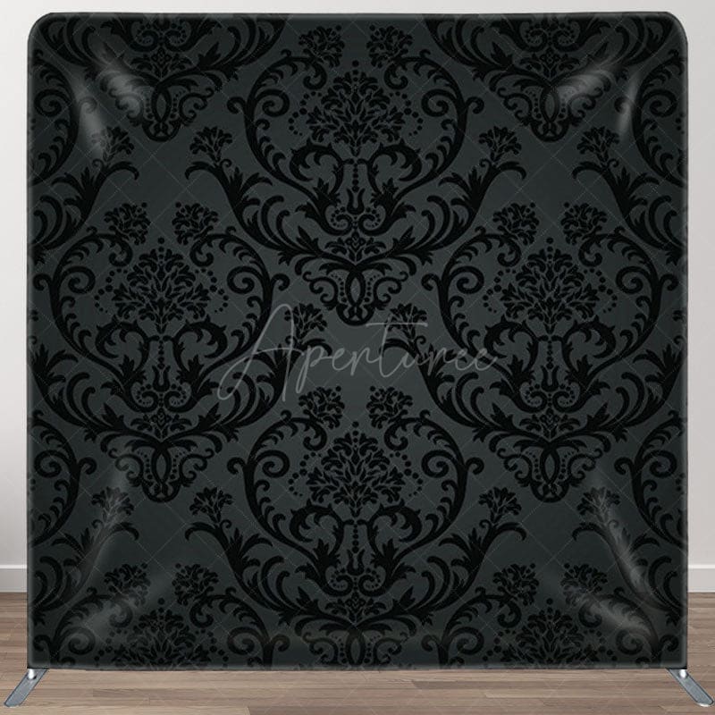 Aperturee - Aperturee Mysterious Flower Pattern Dim Black Backdrop Cover
